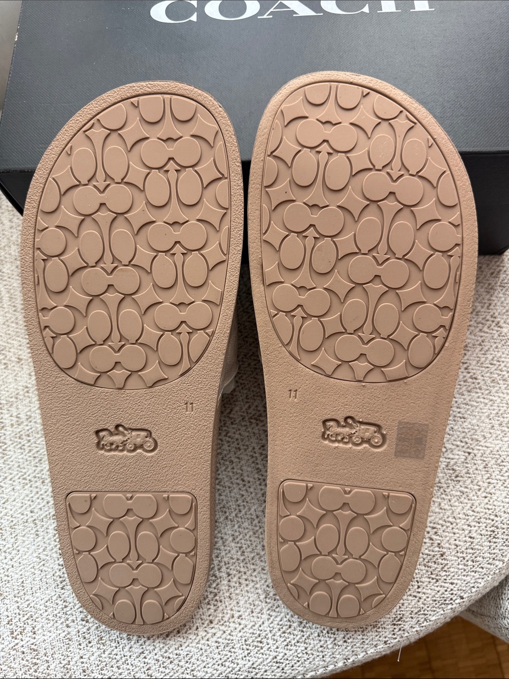 Coach Cream Signature Monogram Slide Sandals - Picture 3 of 10